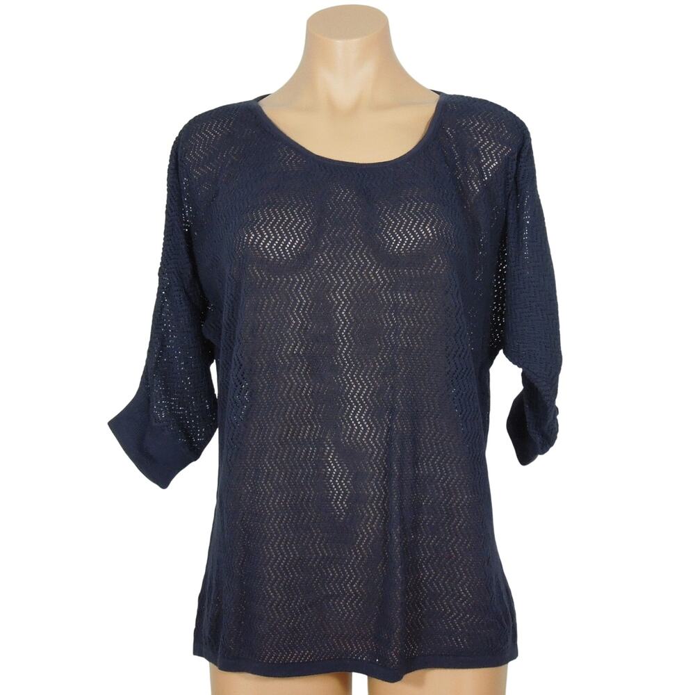 LIZ CLAIBORNE Sweater M MEDIUM Womens Open Sitch Dolman Navy